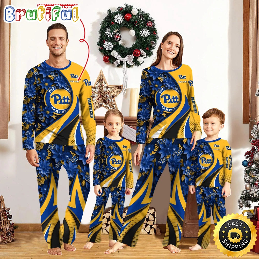 Personalized NCAA Pittsburgh Panthers Pajamas Flower For Sport Family