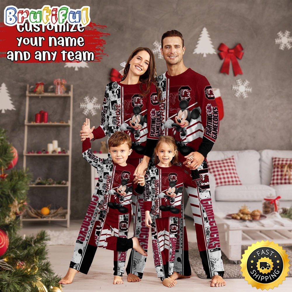 Personalized NCAA South Carolina Gamecocks Pajamas Mickey Mouse For Family