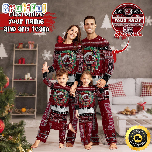 Personalized NCAA South Carolina Gamecocks Pajamas Xmas For Sports Fan