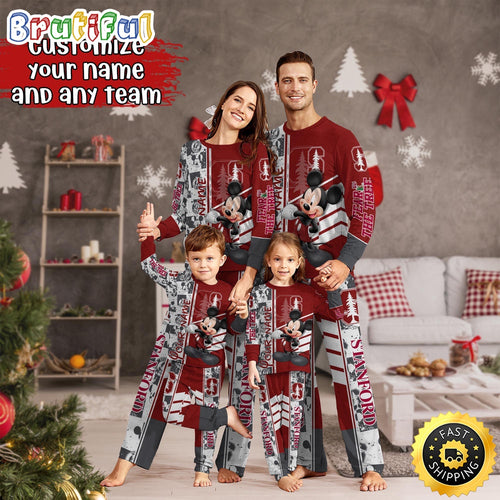 Personalized NCAA Stanford Cardinal Pajamas Mickey Mouse For Family