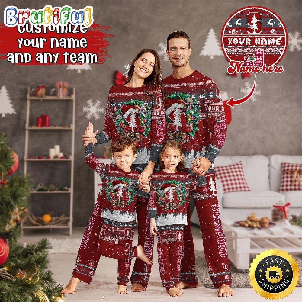 Personalized NCAA Stanford Cardinal Pajamas Xmas For Sports Fan