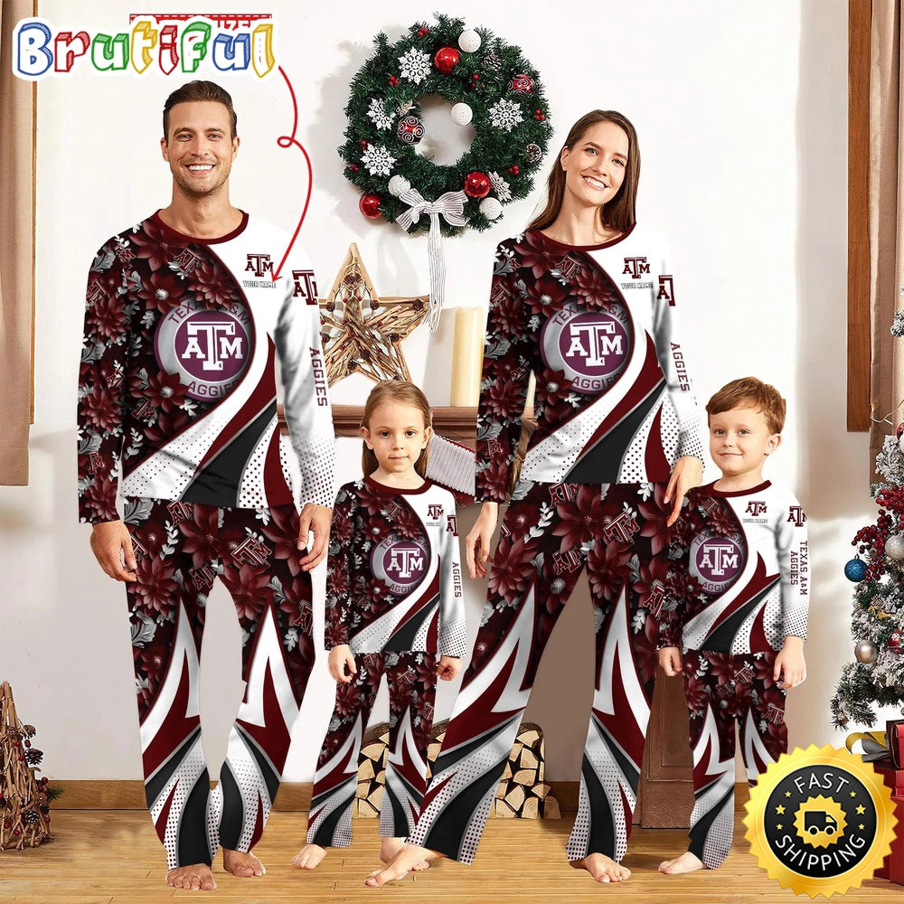 Personalized NCAA Texas A&M Aggies Pajamas Flower For Sport Family