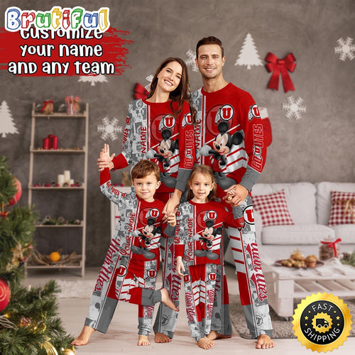 Personalized NCAA Utah Utes Pajamas Mickey Mouse For Family