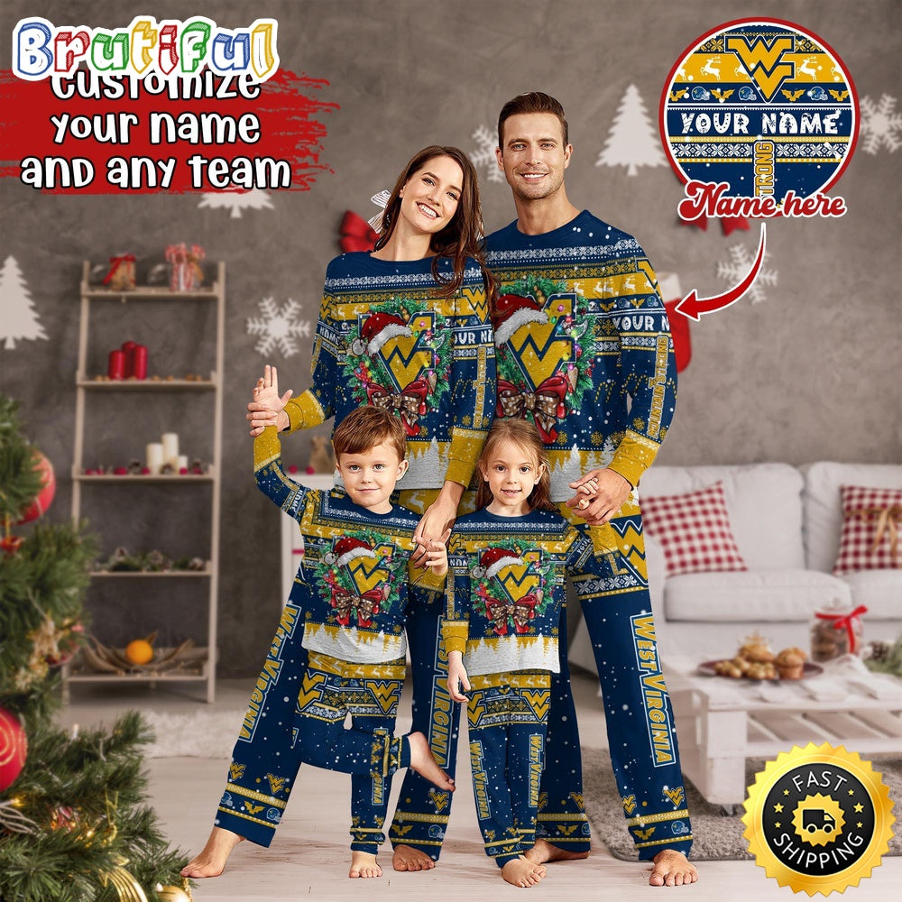 Personalized NCAA West Virginia Mountaineers Pajamas Christmas Pajamas For Sports Fan