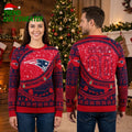 Personalized New England Patriots Logo Custom Name And Number Ugly Christmas Sweater