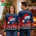 Personalized New England Patriots Santa Hat Logo Custom Name Ugly Christmas Sweater