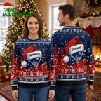 Personalized New England Patriots Santa Hat Logo Custom Name Ugly Christmas Sweater