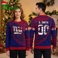 Personalized New York Giants Football Helmet Custom Name And Number Ugly Christmas Sweater