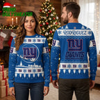 Personalized New York Giants Santa Sleigh Custom Name Ugly Christmas Sweater