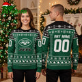 Personalized New York Jets Football Field Custom Name And Number Ugly Christmas Sweater