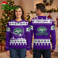 Personalized New York Jets Snowflake Santa Sleigh Custom Name Ugly Christmas Sweater