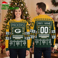 Personalized Packers Football Field Custom Name And Number Ugly Christmas Sweater