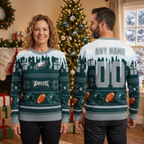 Personalized Philadelphia Eagles Football Helmet Custom Name And Number Ugly Christmas Sweater