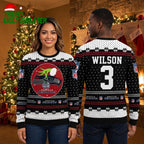 Personalized Seattle Seahawks Grinch Hand Santa Hat Custom Name Ugly Christmas Sweater