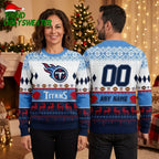 Personalized Tennessee Titans Football Logo Custom Name And Number Ugly Christmas Sweater