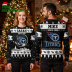 Personalized Tennessee Titans Logo Snowflake Custom Name Ugly Christmas Sweater