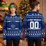 Personalized Toronto Maple Leafs Hockey Rink Logo Custom Name And Number Blue Ugly Christmas Sweater