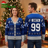 Personalized Toronto Maple Leafs Reindeer Pattern Custom Name And Number Blue Ugly Christmas Sweater