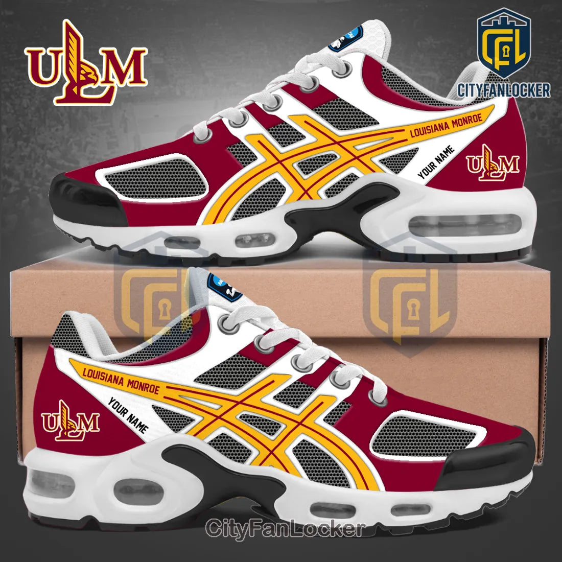 Personalized University of Louisiana Monroe Warhawks Air Max Plus Sneakers