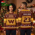 Personalized Washington Commanders Custom Name And Number Ugly Christmas Sweater