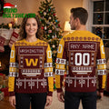 Personalized Washington Commanders Football Scoreboard Custom Name And Number Ugly Christmas Sweater