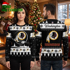 Personalized Washington Redskins Native American Logo Snowflake Custom Name Ugly Christmas Sweater