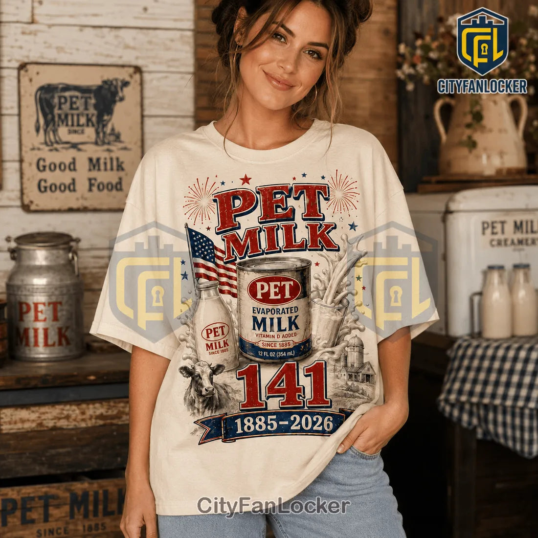 Pet Milk 141 Years Anniversary Vintage Cream T-Shirt