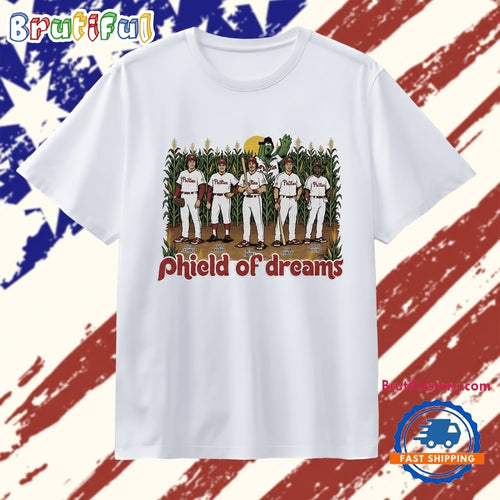 Phield Of Dreams Philadelphia Phillies Steve Carlton Robin Roberts Mike Schmidt Chase Utley Jimmy Rollins Player And Mascot T Shirt