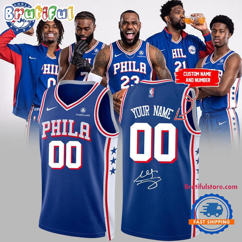 Philadelphia 76ers LeBron James Signed 2026 Custom Blue Basketball Jersey