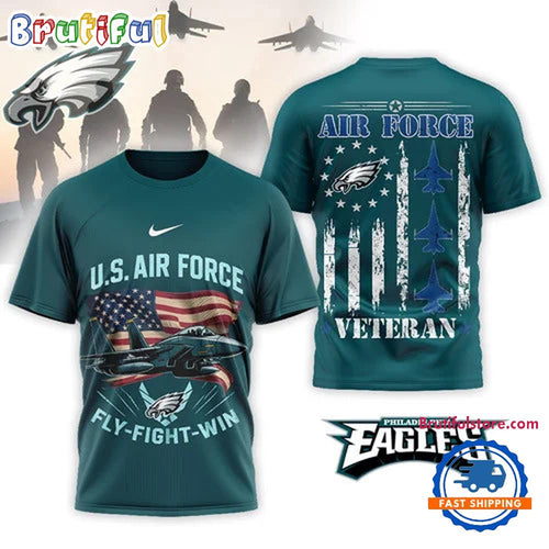 Philadelphia Eagles 2026 NFL Air Force Veteran Special New 3D Shirt