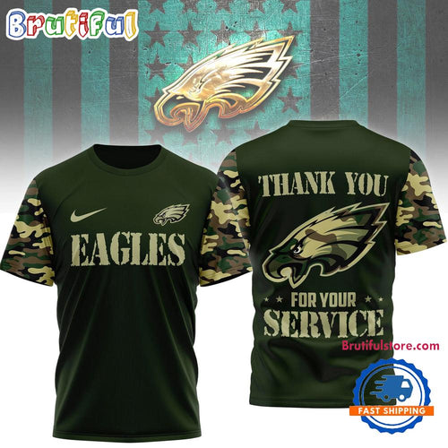 Philadelphia Eagles 2026 NFL Camouflage Thank You For Service Limited 3D Shirt