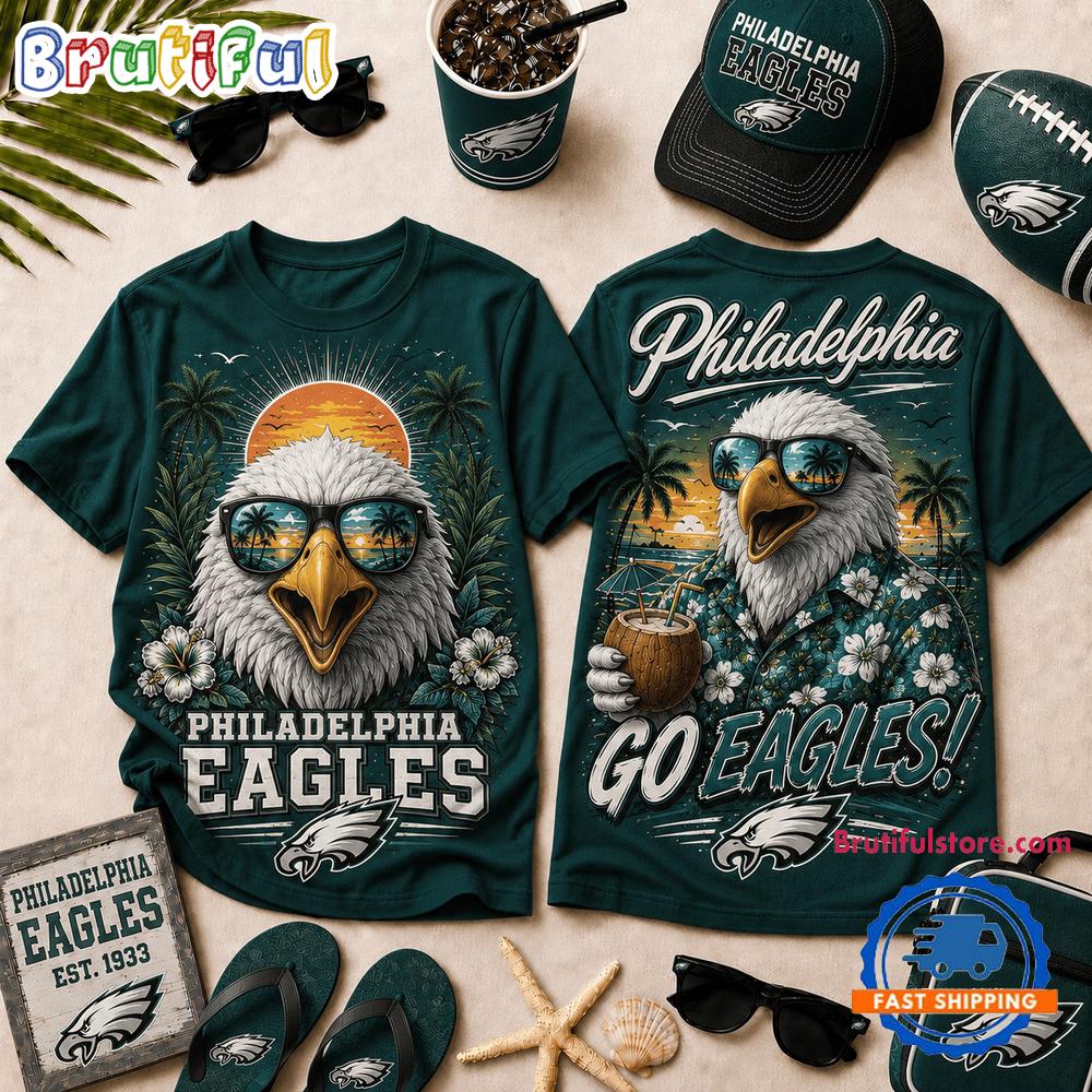 Philadelphia Eagles 2026 NFL Summer Tropical New Design 3D Shirt