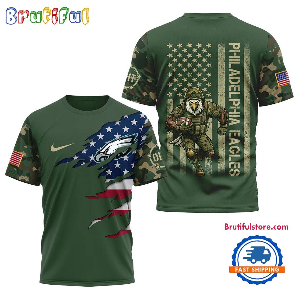 Philadelphia Eagles 2026 NFL Veteran Camo Mascot Football Limited 3D Shirt