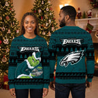 Philadelphia Eagles Grinch Holding Football Ugly Christmas Sweater