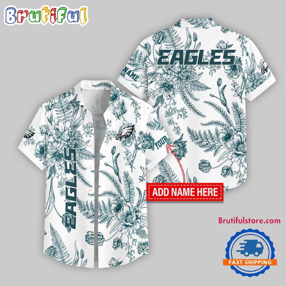 Philadelphia Eagles Leaf Flower Pattern Personalized Name Hawaii Shirt