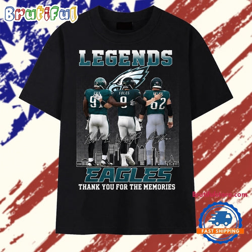 Philadelphia Eagles Legends Cox Foles Kelce Signatures Skyline T Shirt