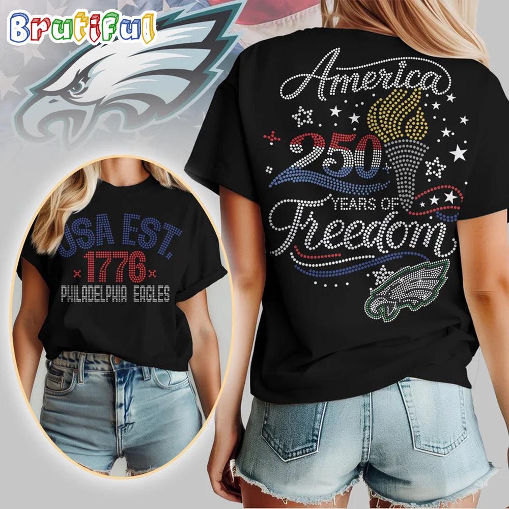 Philadelphia Eagles NFL 250 Years Independence Day Rhinestone Dot Unisex 3D Shirt