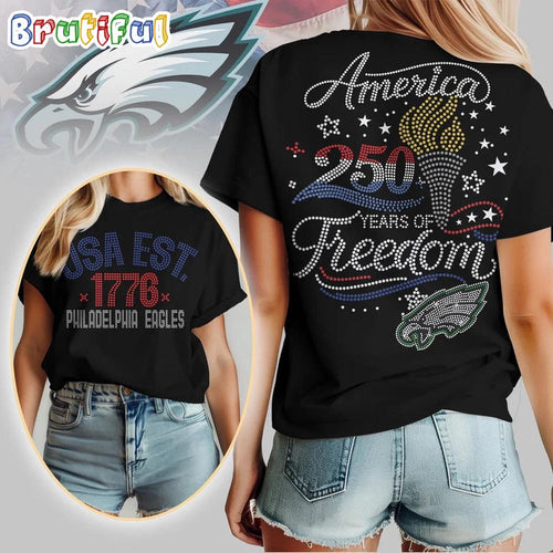 Philadelphia Eagles NFL 250 Years Independence Day Rhinestone Dot Unisex 3D Shirt