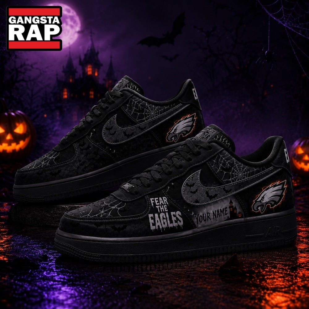 Philadelphia Eagles NFL Fear The Team Halloween Air Force 1 Shoes Sneakers