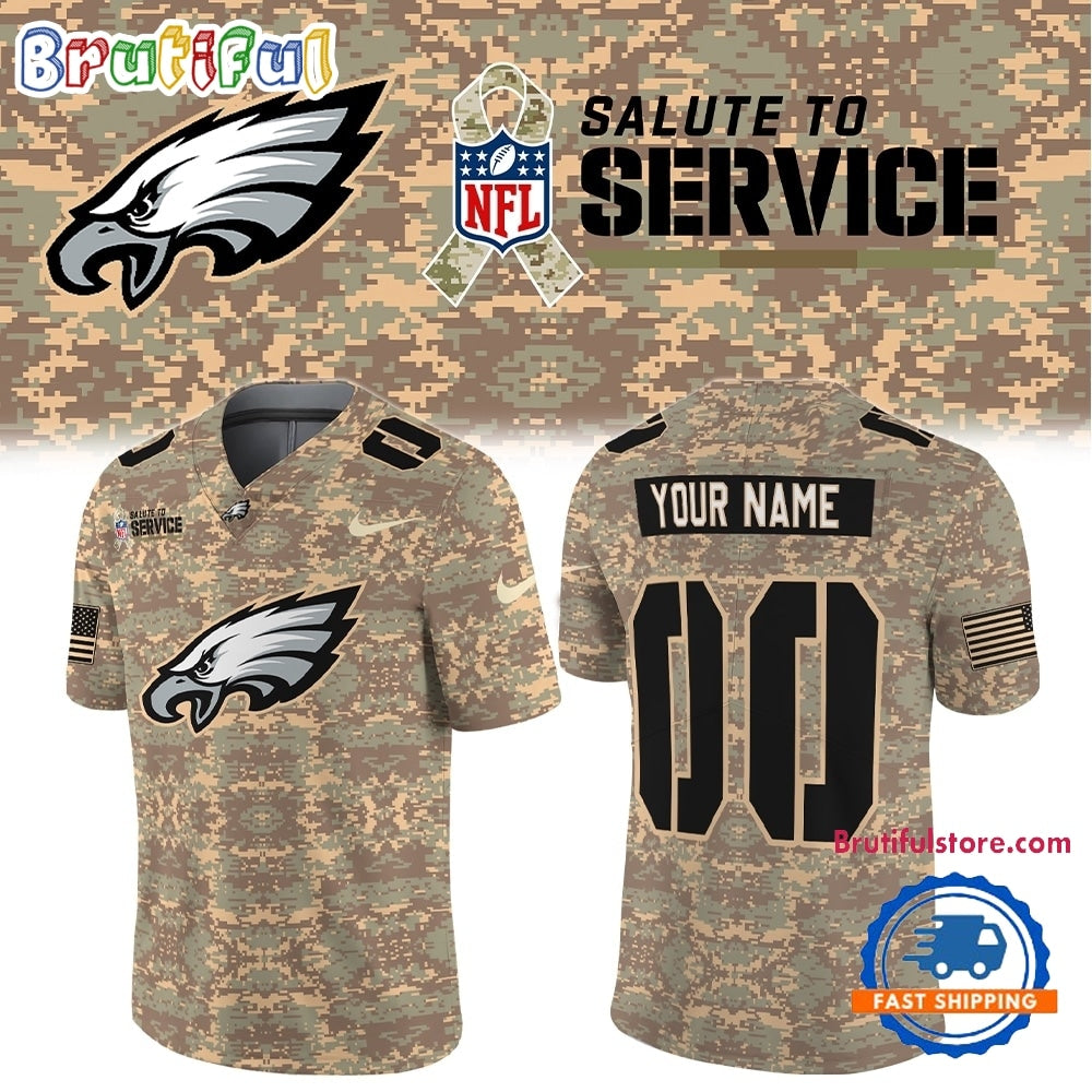 Philadelphia Eagles NFL Salute To Service 2026 Custom Name & Number New Football Jersey