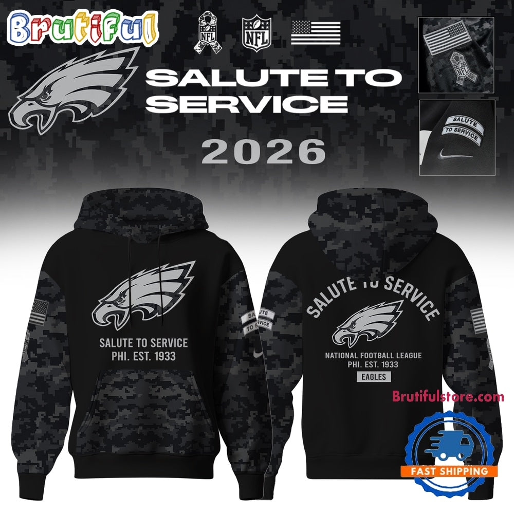 Philadelphia Eagles Salute to Service Camo 2026 Black Hoodie