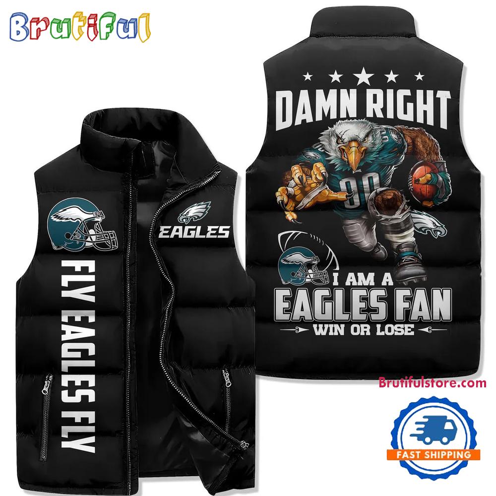 Philadelphia Eagles Sporty Mascot Design Sleeveless Puffer Jacket