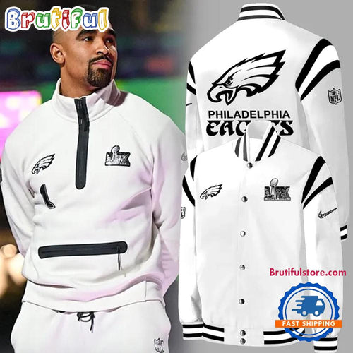 Philadelphia Eagles Super Bowl LIX 2025 Champions Special Edition White Baseball Jacket