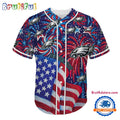 Philadelphia Eagles USA Flag Independence Day Baseball Jersey, Sport Team 4th of July Jersey