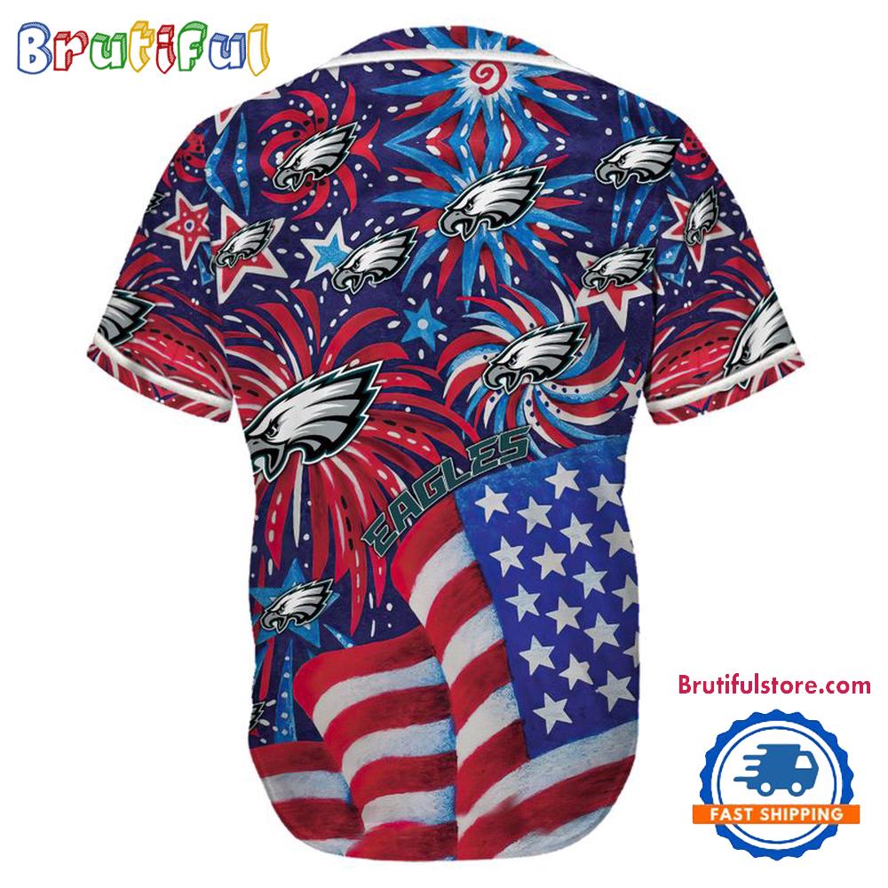 Philadelphia Eagles USA Flag Independence Day Baseball Jersey, Sport Team 4th of July Jersey
