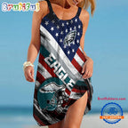 Philadelphia Eagles USA Independence Day Women’s Summer Beach Sling Dress