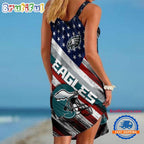 Philadelphia Eagles USA Independence Day Women’s Summer Beach Sling Dress