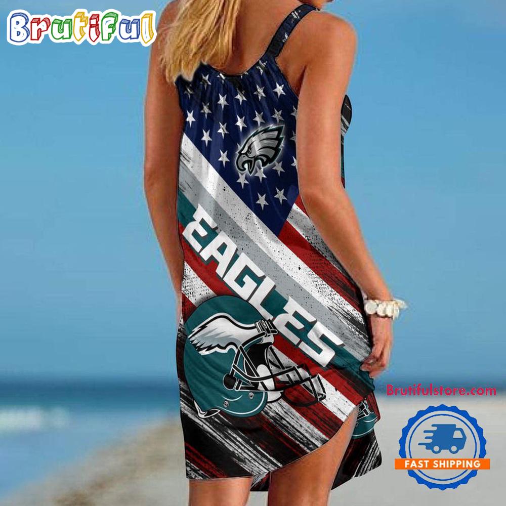 Philadelphia Eagles USA Independence Day Women’s Summer Beach Sling Dress