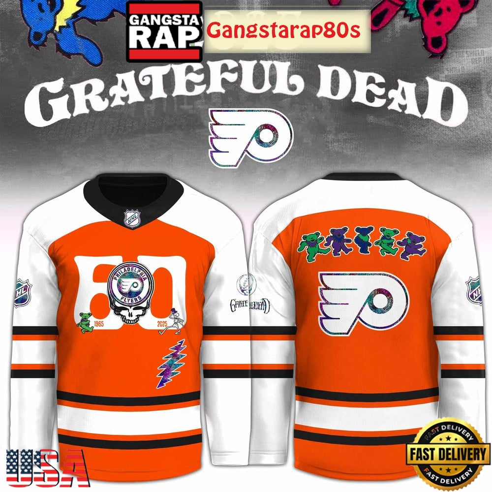 Philadelphia Flyers x Grateful Dead 60 Years Special Edition Hockey Jersey