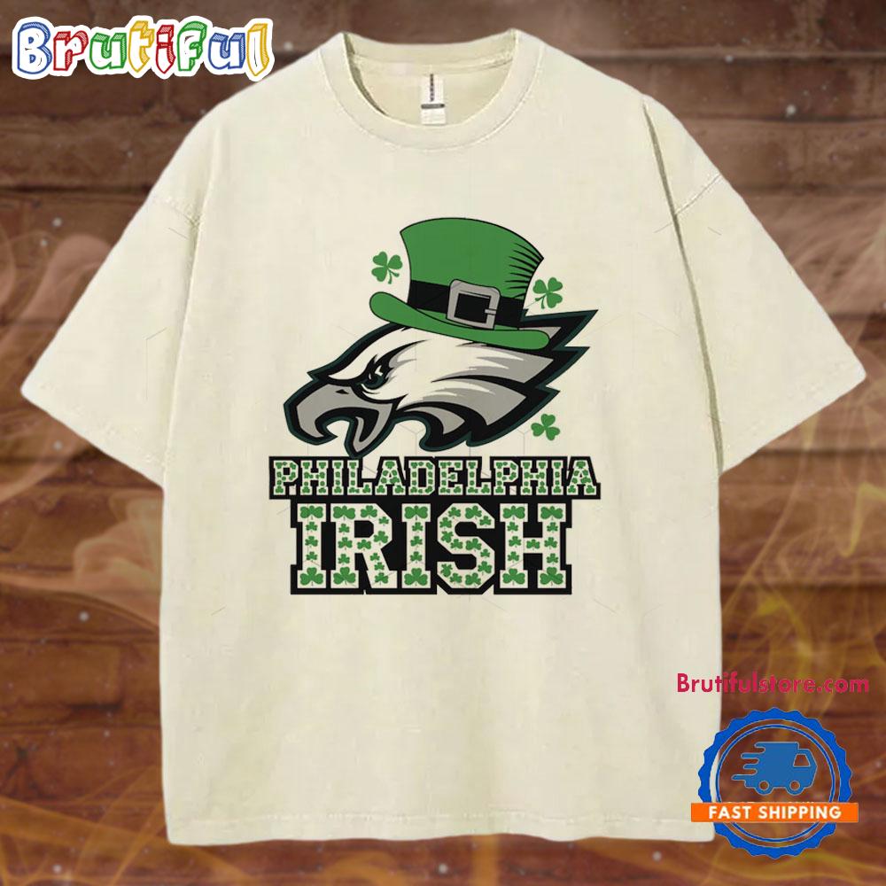 Philadelphia Irish Tee, St. Patrick’s Day Eagles Mineral Wash T Shirt, Irish Football Shamrock Shirt